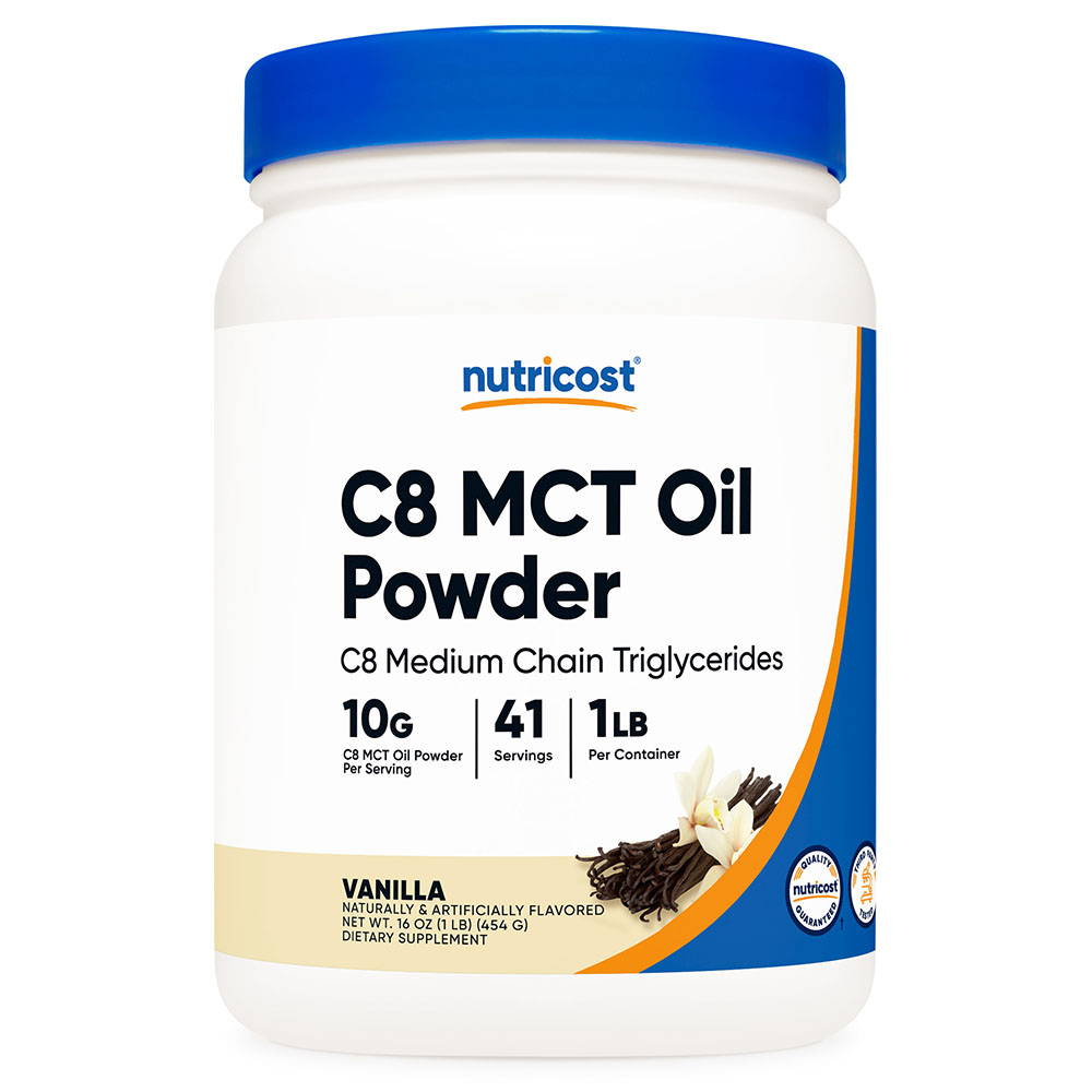 C8 MCT 오일 파우더 1lb 바닐라맛, 1병